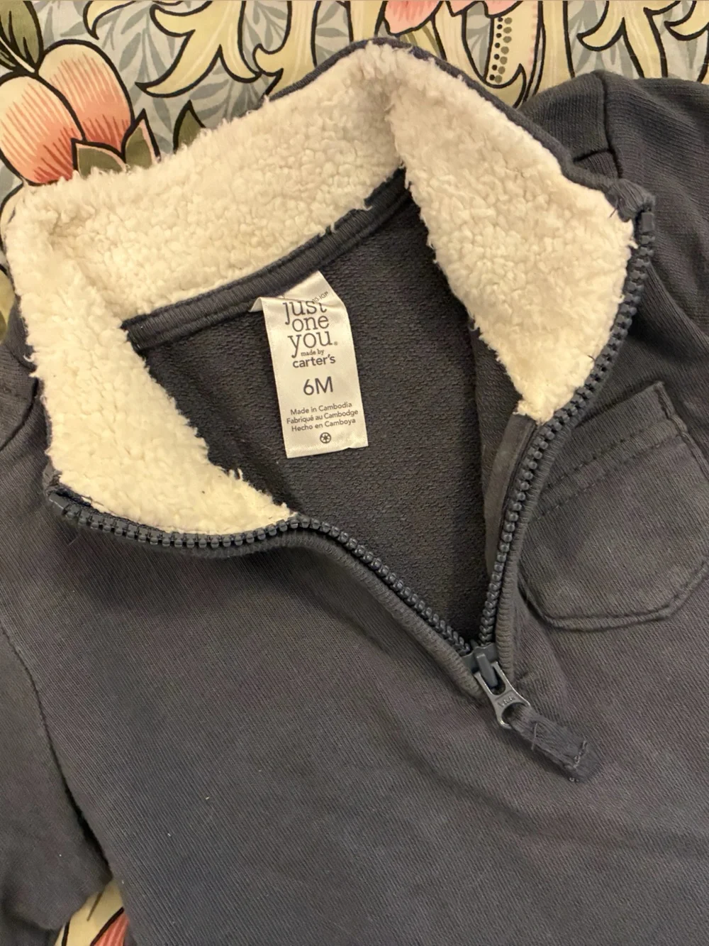 Kids Navy Quarter Zip Pullover with Sherpa Lined Collar